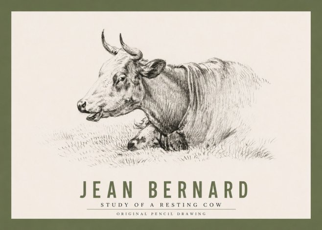 Jean Bernard Study of a Resting Cow IV No2 - Poster