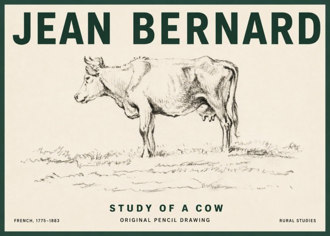 Jean Bernard Study of a Cow III No3 - Poster