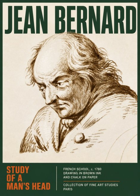 Jean Bernard Study of a Man's Head No4 - Poster