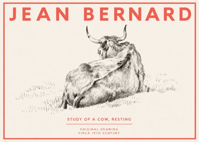 Jean Bernard Resting Bovine - Study in Graphite No4 - Poster