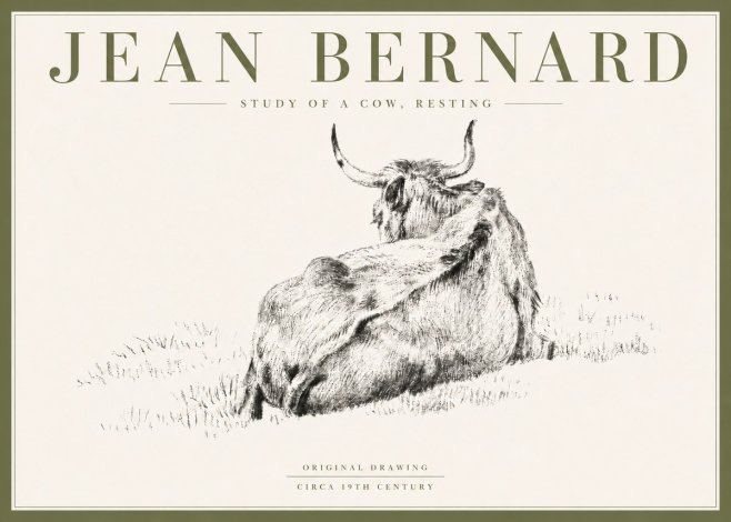 Jean Bernard Resting Bovine - Study in Graphite No6 - Poster