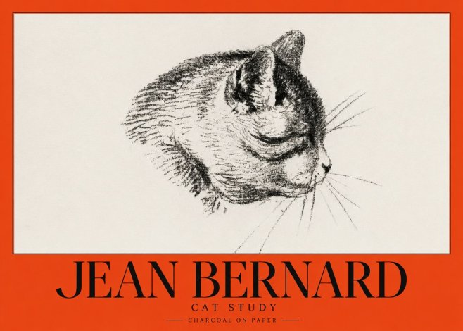 Jean Bernard Cat Study IV No3 - Poster