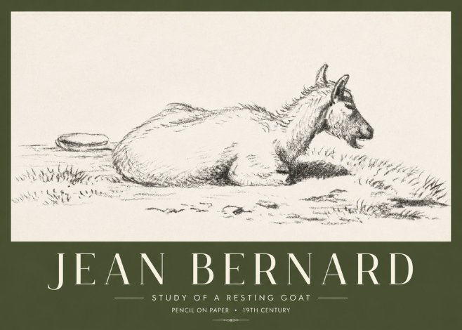 Jean Bernard Study of a Resting Goat No4 - Poster