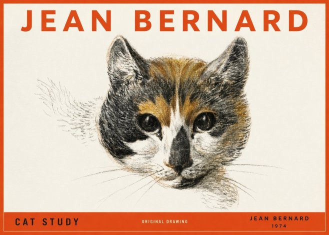 Jean Bernard Study of a Cat II No4 - Poster