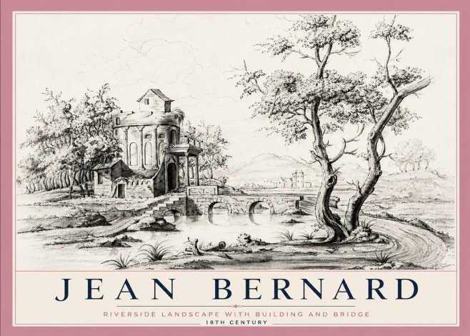 Jean Bernard Riverside Landscape with Bridge and Tower No6 - Poster