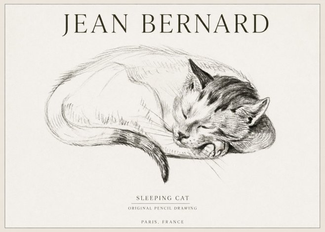 Jean Bernard Sleeping Cat IV No1 - Poster