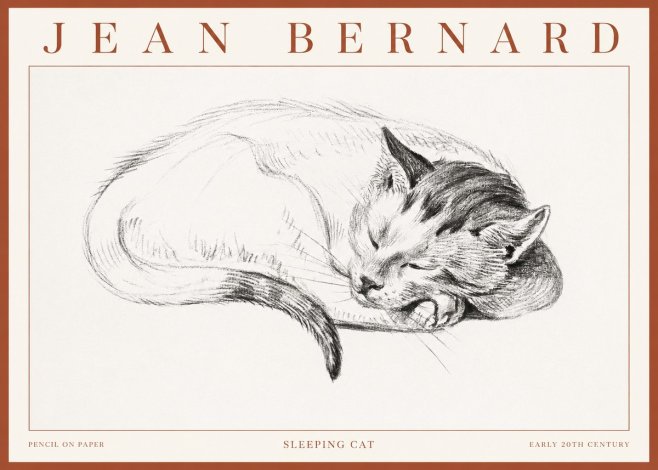 Jean Bernard Sleeping Cat IV No3 - Poster