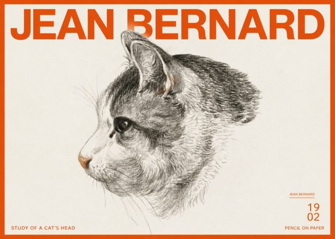 Jean Bernard Cat Study, Profile No3 - Poster