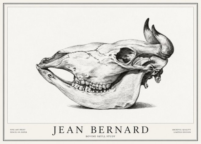 Jean Bernard Bovine Skull Study No1 - Poster