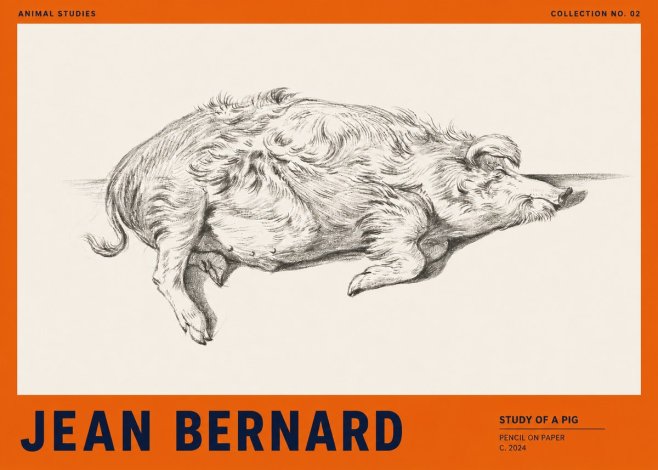 Jean Bernard Study of a Pig I No2 - Poster
