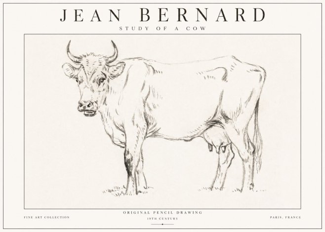 Jean Bernard Study of a Cow VI No1 - Poster