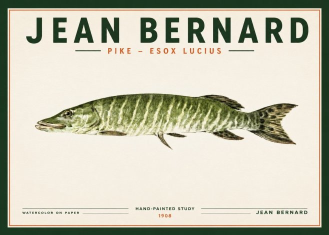 Jean Bernard Northern Pike No3 - Poster
