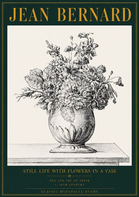 Jean Bernard Floral Composition in a Vase No4 - Poster