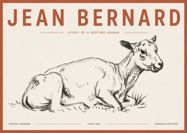 Jean Bernard Study of a Resting Animal No5 - Poster