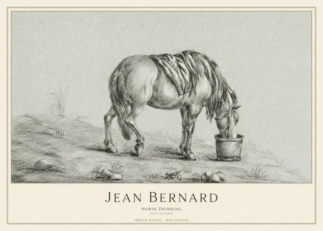 Jean Bernard Horse Drinking No1 - Poster