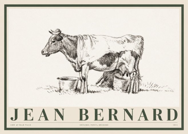 Jean Bernard Cow at Milk Pails No1 - Poster