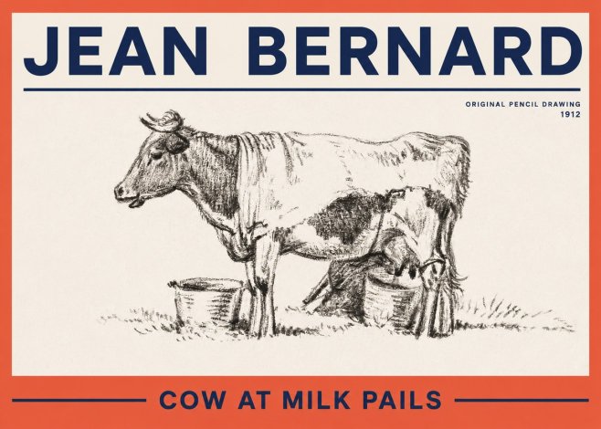 Jean Bernard Cow at Milk Pails No2 - Poster