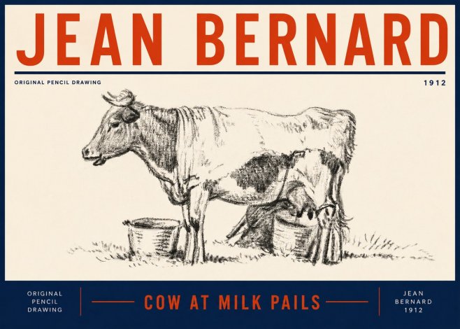 Jean Bernard Cow at Milk Pails No5 - Poster