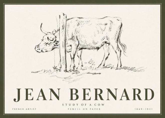 Jean Bernard Study of a Cow VII No6 - Poster