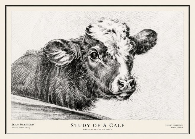 Jean Bernard Study of a Calf II No3 - Poster