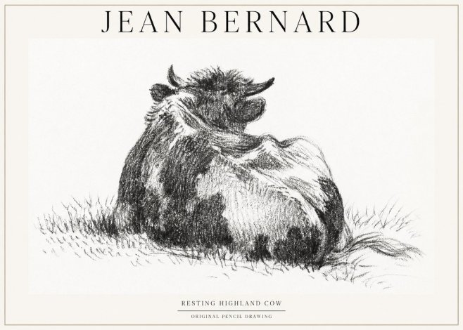 Jean Bernard Resting Highland Cow No1 - Poster