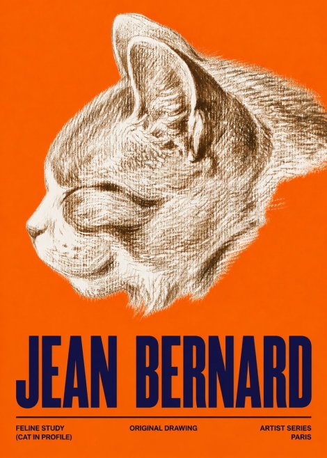 Jean Bernard Cat Study VI No5 - Poster