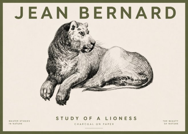 Jean Bernard Lying Lioness No5 - Poster