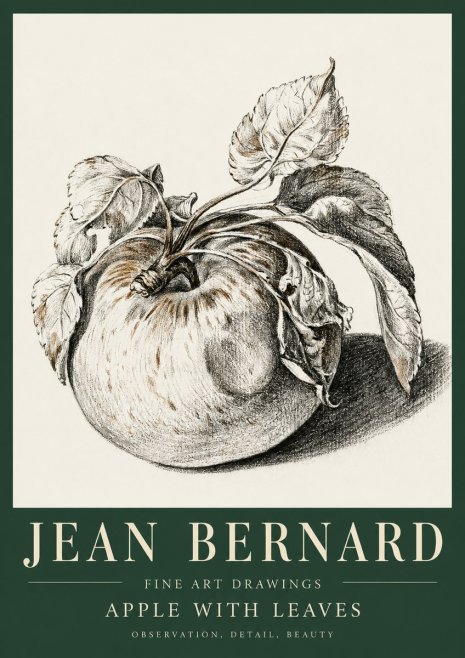 Jean Bernard Apple with Leaves No5 - Poster