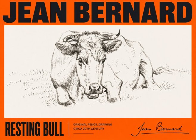 Jean Bernard Resting Cow II No5 - Poster