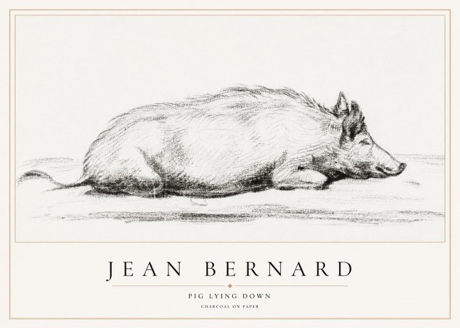 Jean Bernard Resting Pig I No2 - Poster