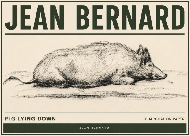 Jean Bernard Resting Pig I No5 - Poster
