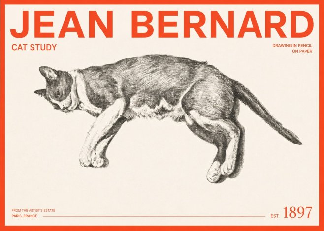 Jean Bernard Cat Study VII No2 - Poster