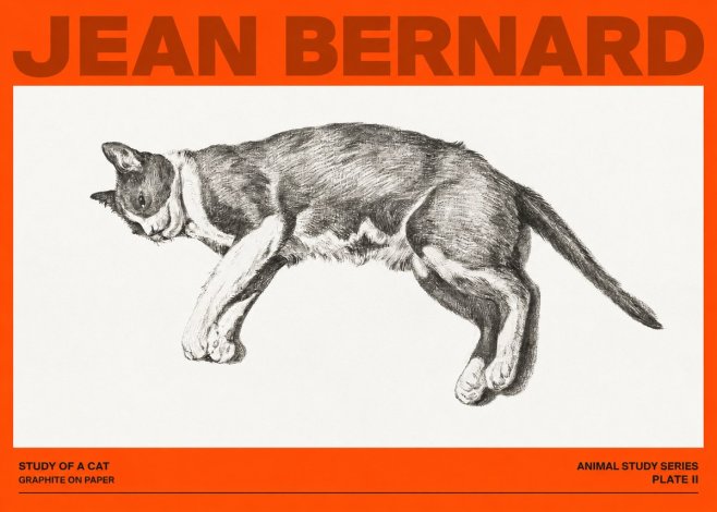 Jean Bernard Cat Study VII No4 - Poster