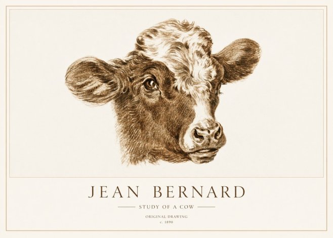 Jean Bernard Study of a Cow VIII No3 - Poster