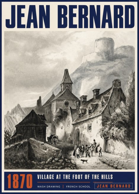 Jean Bernard Village at the Foot of the Hill No5 - Poster