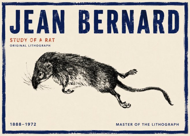 Jean Bernard Study of a Rat II No4 - Poster