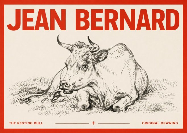 Jean Bernard Study of a Cow, Resting No4 - Poster