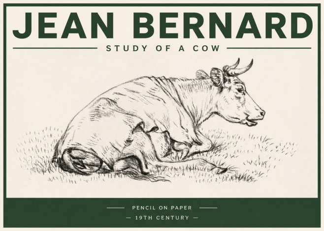 Jean Bernard Resting Cow III No4 - Poster