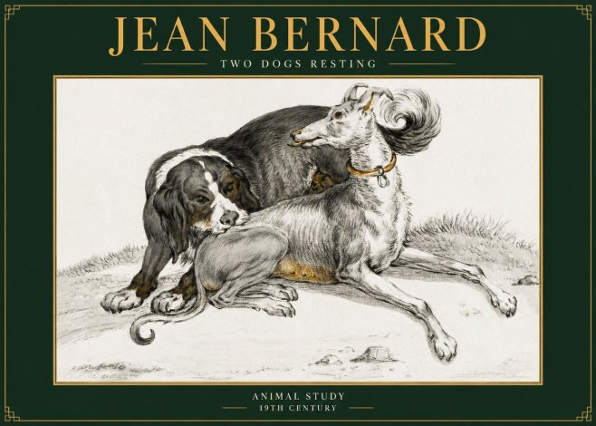Jean Bernard Two Dogs Resting No5 - Poster