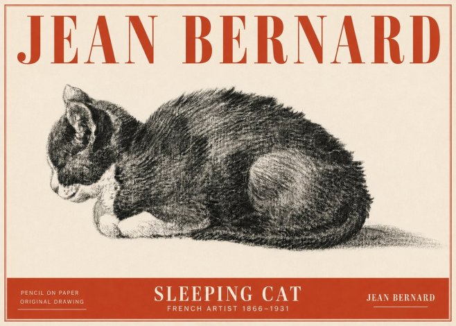 Jean Bernard Sleeping Cat VII No5 - Poster
