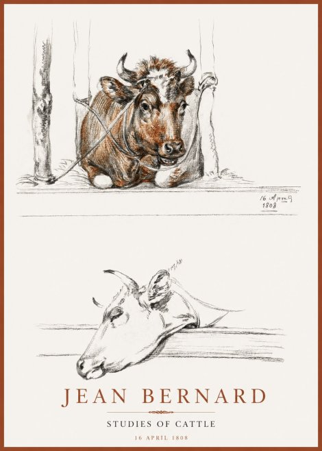 Jean Bernard Studies of Cattle III No2 - Poster