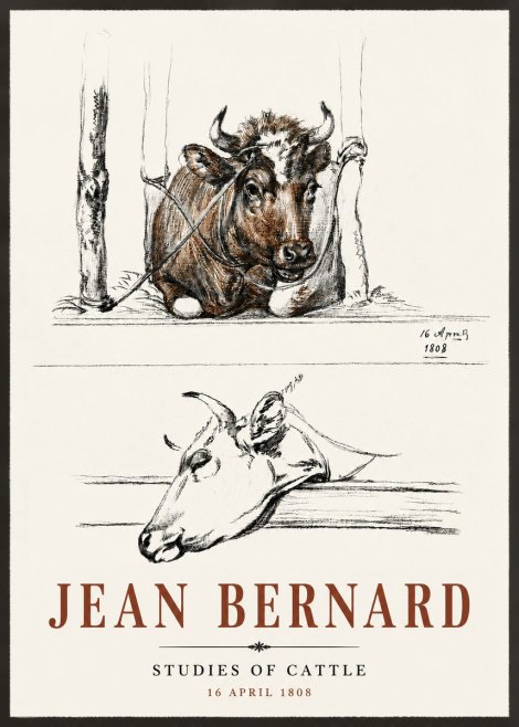Jean Bernard Studies of Cattle III No6 - Poster