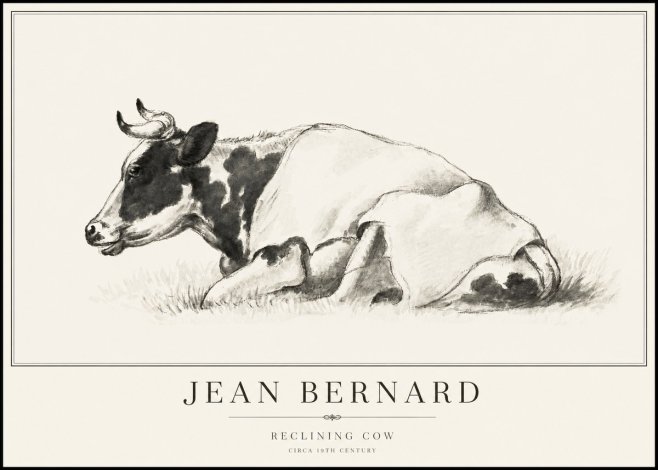 Jean Bernard Reclining Cow II No6 - Poster