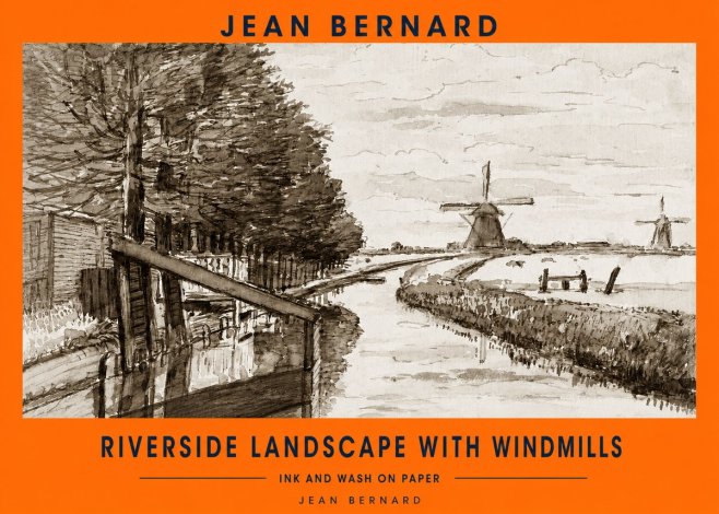 Jean Bernard Riverside Landscape with Windmills No2 - Poster