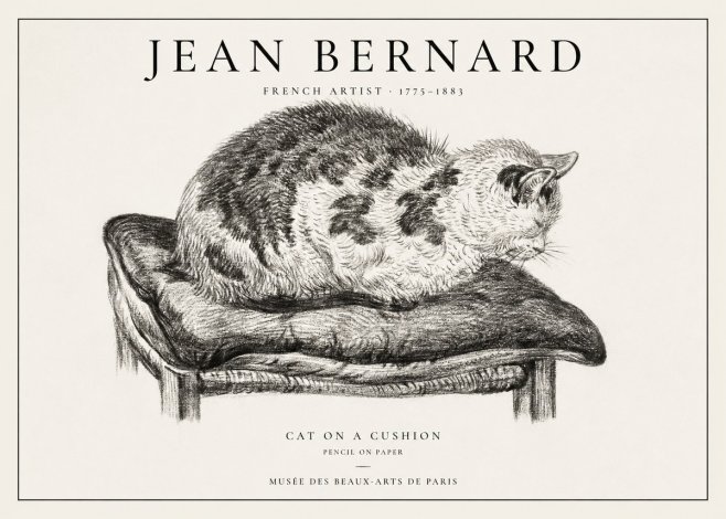 Jean Bernard Cat on a Cushion No1 - Poster