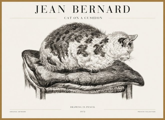 Jean Bernard Cat on a Cushion No5 - Poster