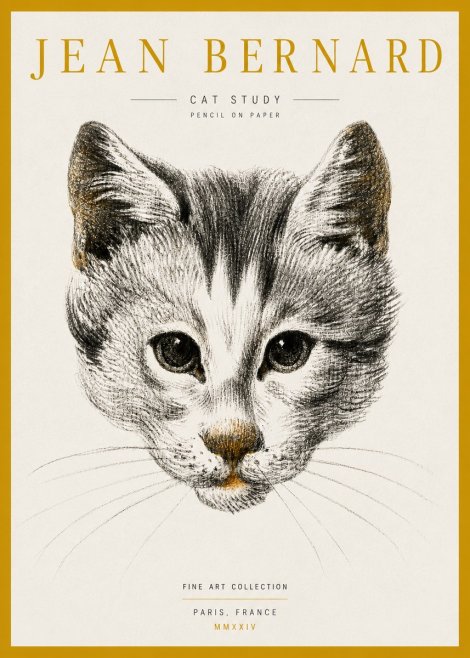 Jean Bernard Cat Study IX No5 - Poster