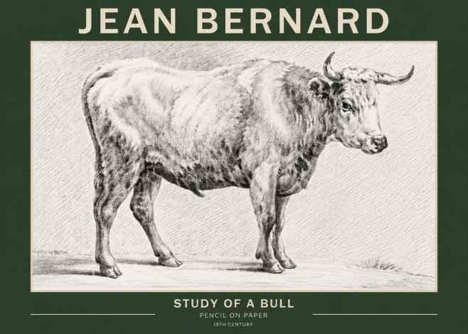 Jean Bernard Study of a Bull IV No2 - Poster