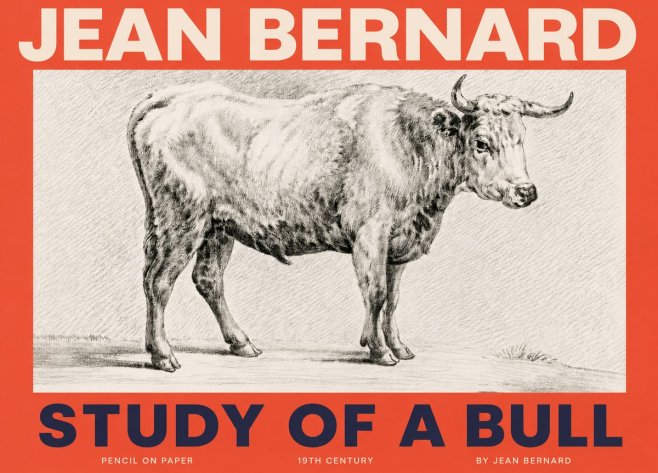 Jean Bernard Study of a Bull IV No3 - Poster