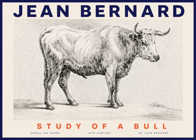 Jean Bernard Study of a Bull IV No4 - Poster